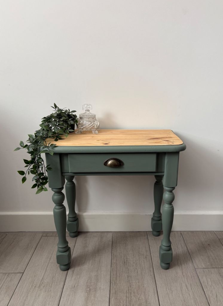 Small Green Painted Pine Side Table / Console Table