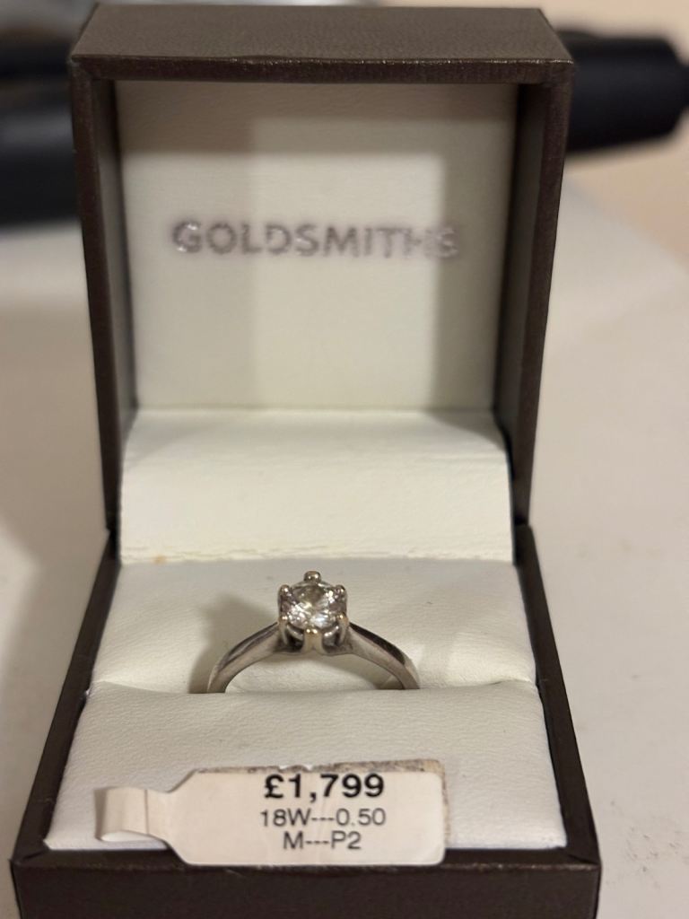 18 carat white gold solitaire engagement ring