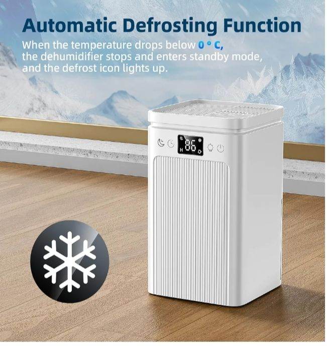Quiet 2200ML Home Dehumidifier with Auto-Off, 7-Color Light & Smart Defrost for Bedroom & Bath
