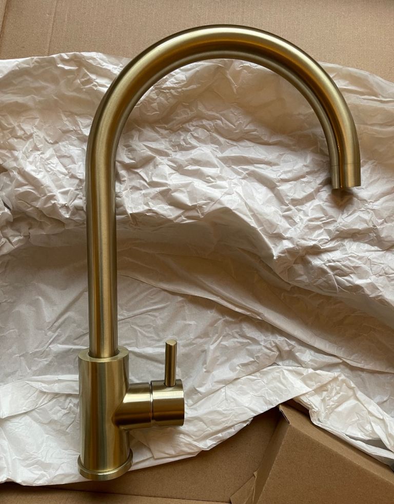 Gold mixer tap - swan neck