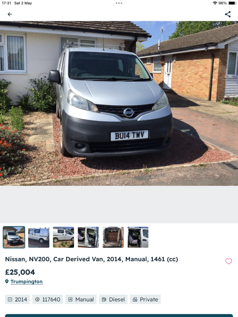 Nissan, NV200, Car Derived Van, 2014, Manual, 1461 (cc)