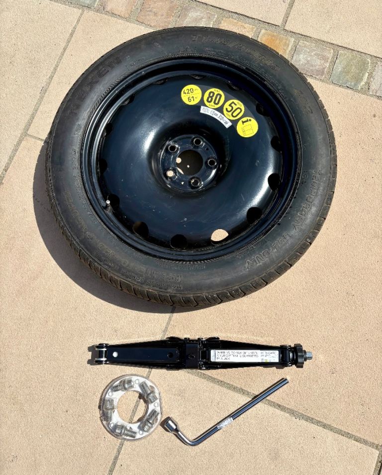 Genuine Mercedes space saver wheel 19” with bolt set, jack and wheel wrench