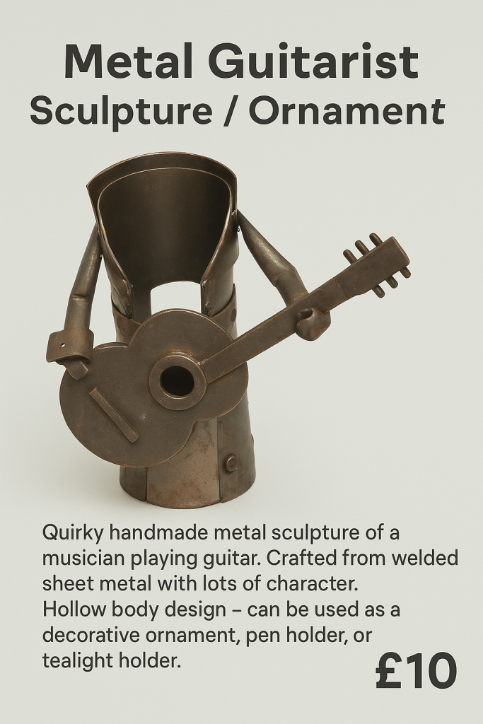 Metal Guitarist Sculpture / Ornament
