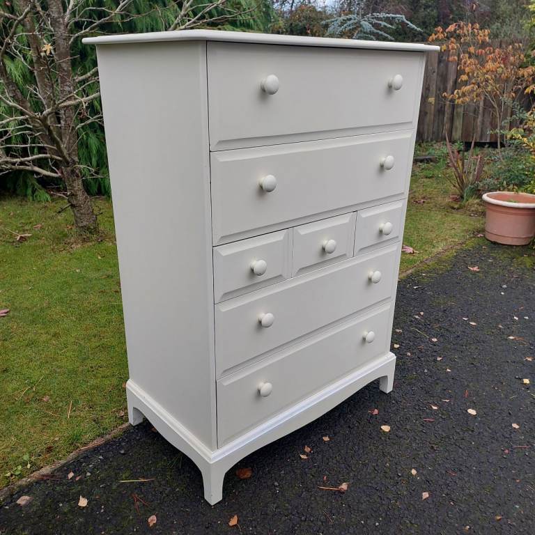 image for Quality Stag Tallboy Chest Of Drawers In Beautiful Condition Throughout 