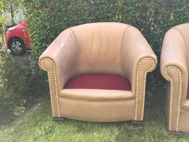 Ivory colour leather chairs fixer uppers!  