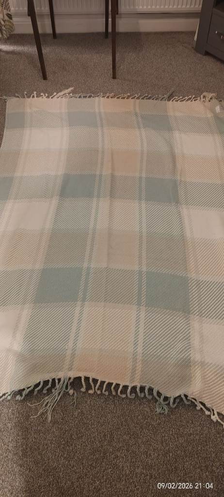 Laura Ashley Green checkered blanket or throw. 