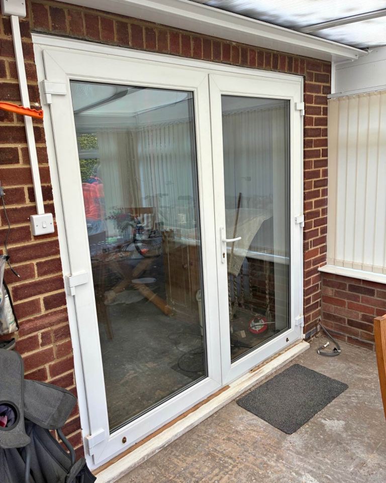 Large white UPVC French doors (Set120)