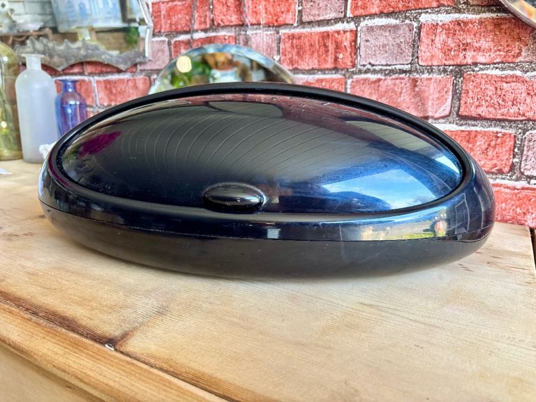 A Alessi Gnam Designer Bread Bin Made In Italy Black.