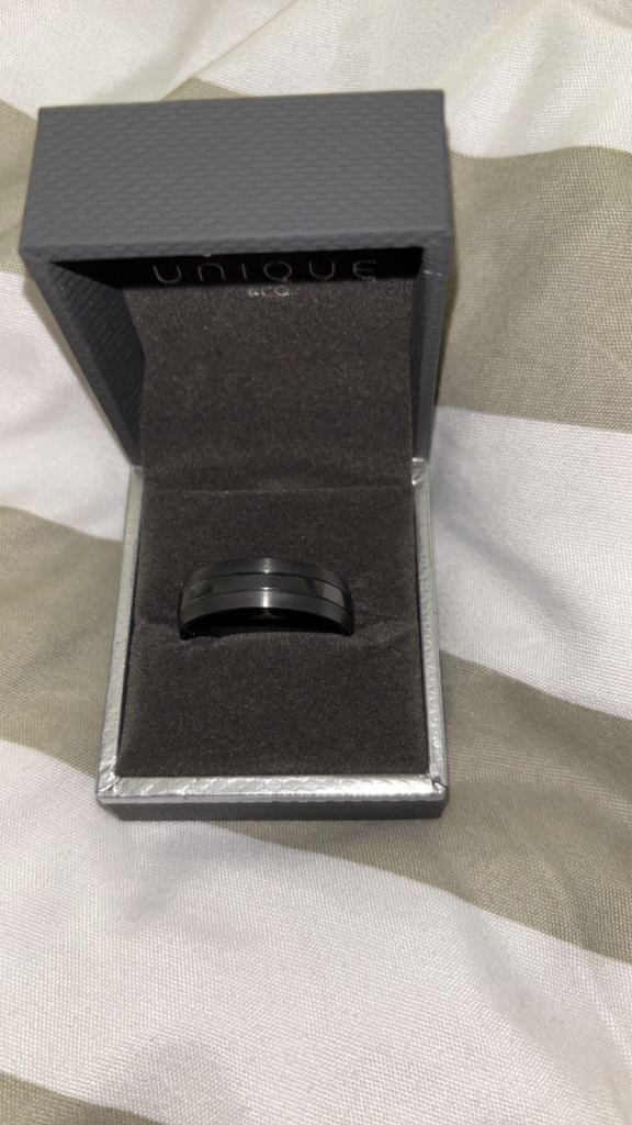 Unique Zirconium Black Matte Polished 7mm Band Ring – Size W 1/2