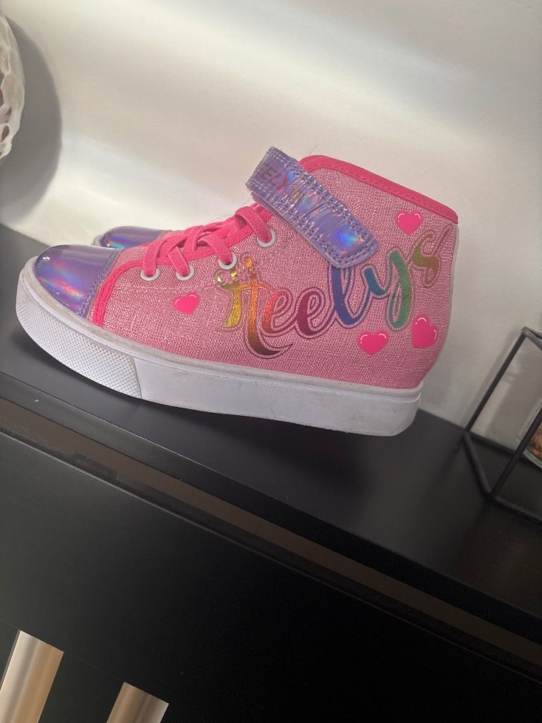 Kids Pink Glitter heelys High-Top Roller Trainers – Good Condition