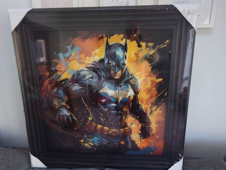 Brand new & boxed large unique liquid art picture of Batman 