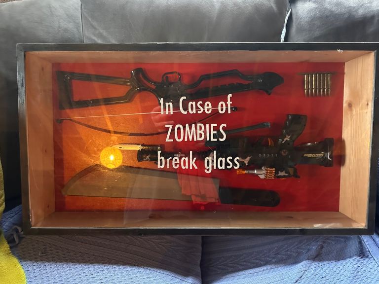 Framed 3D hanging Zombie survival kit - unusual unique
