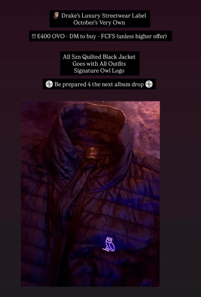 Drake’s OVO - Luxury Streetwear Brand  - Black Large Jacket 