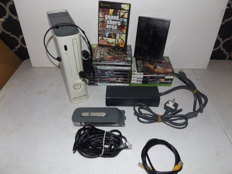 Xbox 360 Console 20GB Bundle + 15 Games Job Lot - Working Official Power Brick