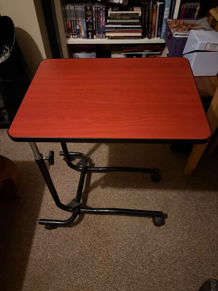 Adjustable Overbed Table on Wheels – Good Condition