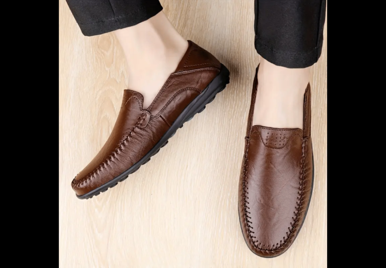 Men’s brown leather slip-on loafers size UK11