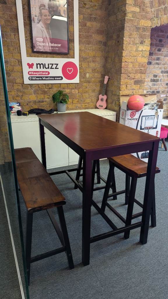 image for Solid wood dining table chair bench stools 120x60x90h