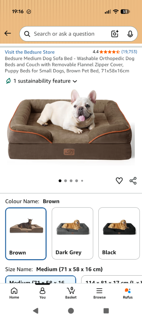 Bedsure Washable Orthopedic Dog Sofa-Bed