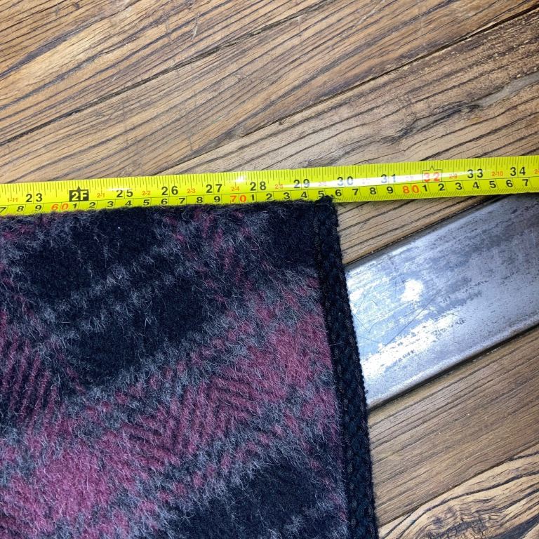 Tartan Blanket Cape Coat Wool Look Anchor Buttons One Size