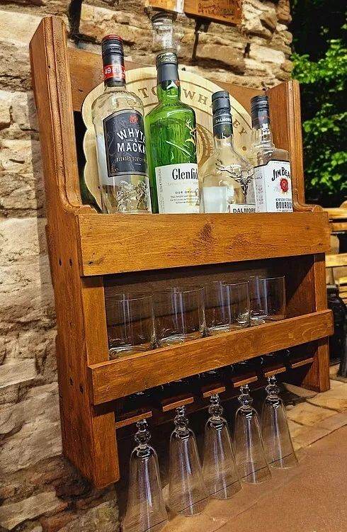  Decorative Rustical Home Pub Bar Hand Made Pub Decorative Whisky Glasses Shelf Wall