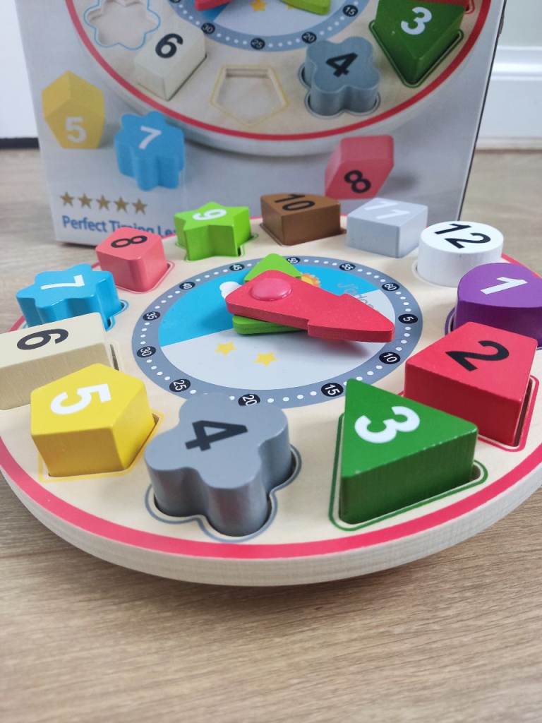 Timing Learning wooden clock & shape sorter toy (J'Adore), 2+ | in ...