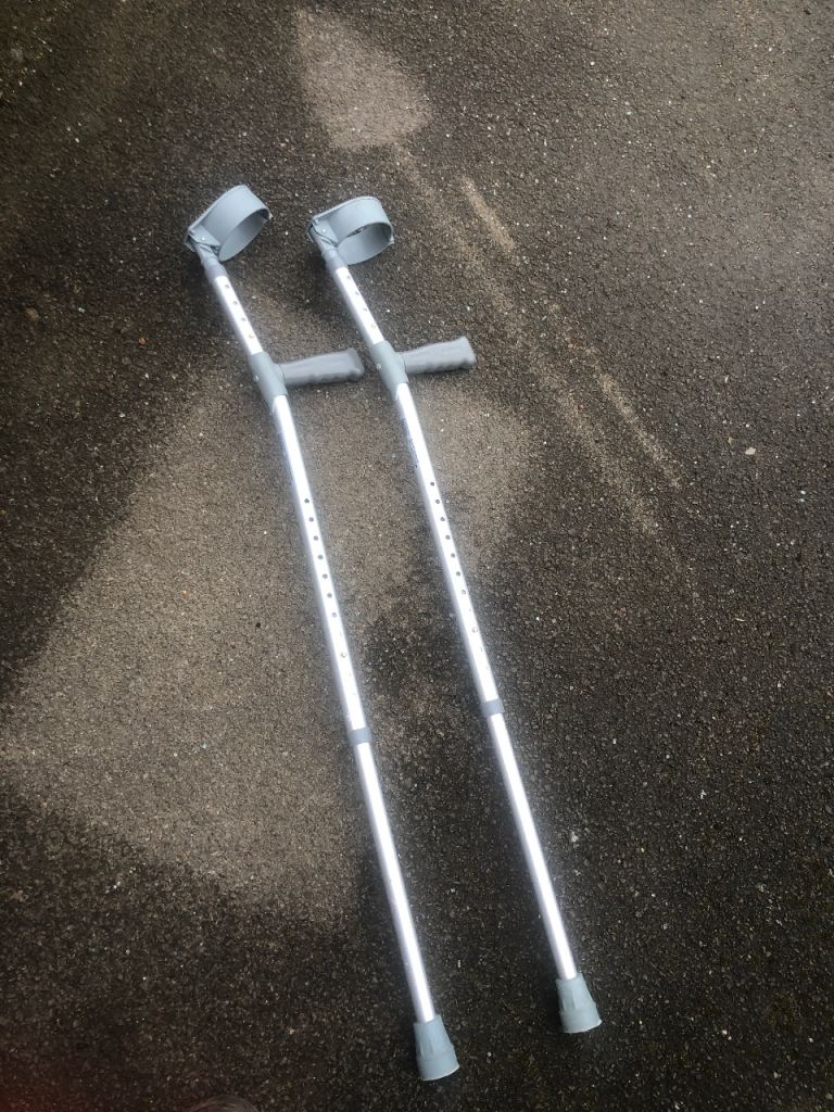 Pair of quality crutches full height adjustable made by drive