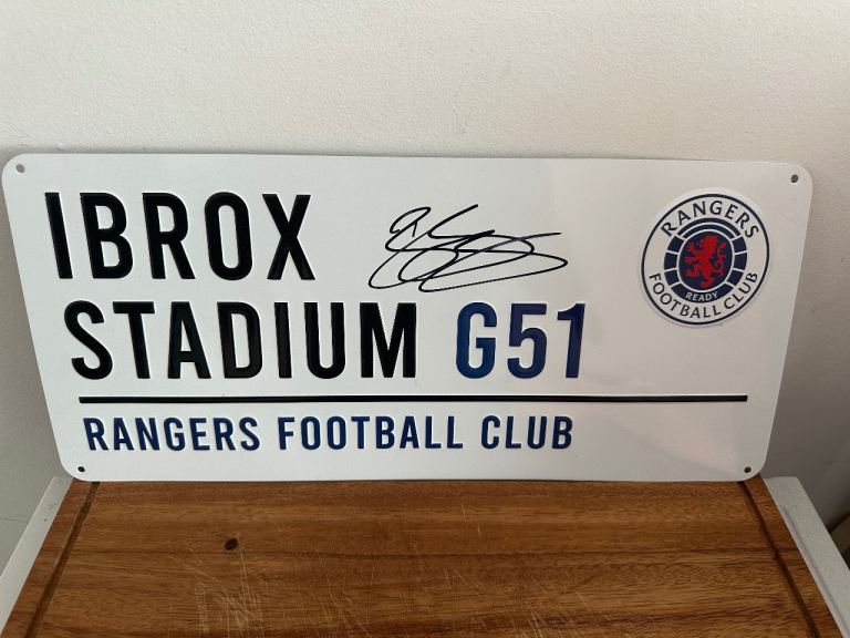 Barry Ferguson Signed Rangers Ibrox Street Sign with COA