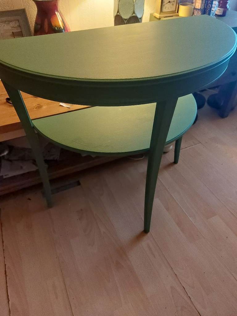 Emerald green half moon side table