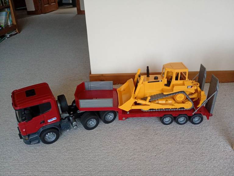 Bruder Scania Truck with CAT Bulldozer – Large Toy Set