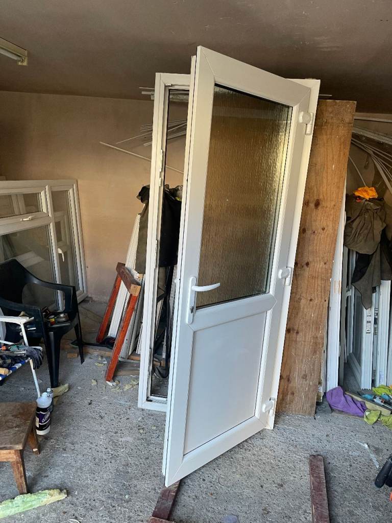 UPVC DOOR 201.5 x 86.5 cm - BEAUTIFUL UPVC DOUBLE GLAZED DOOR - OBSCURE GLASS (REF: DX201)