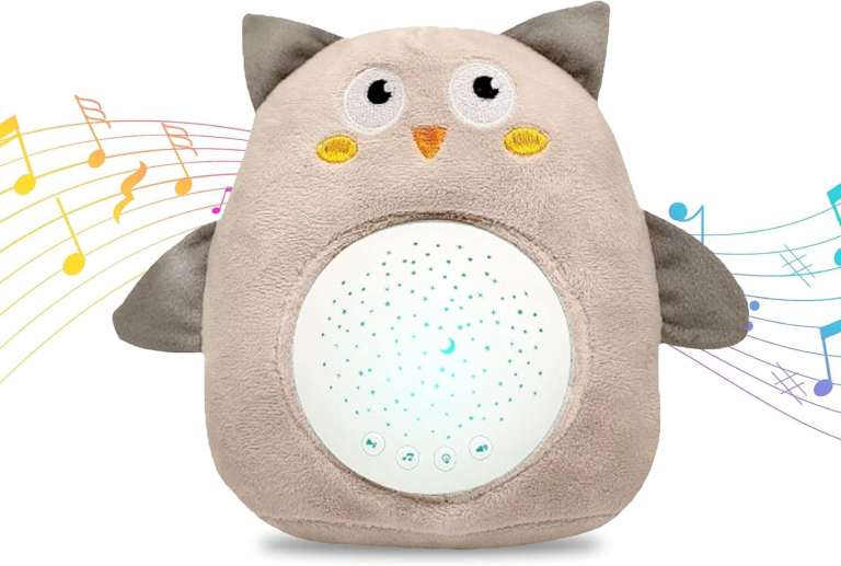 image for new in packaging - Plush Baby Owl Sleep Soother with Calming Sounds and Starry Projector