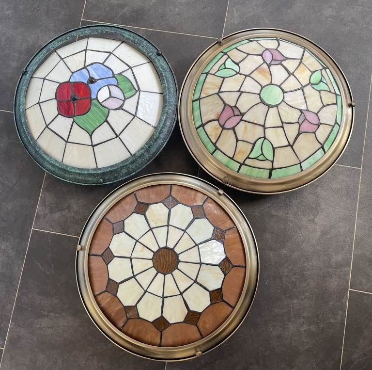 Tiffany style leaded uplighters - 35cm diameter - £25 each