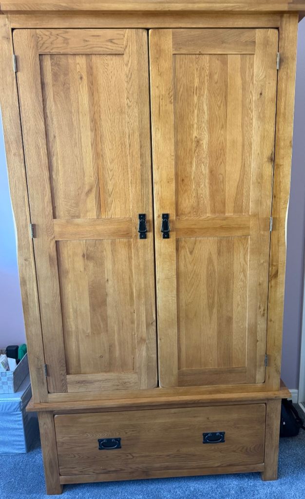 Solid Oak Double Wardrobe
