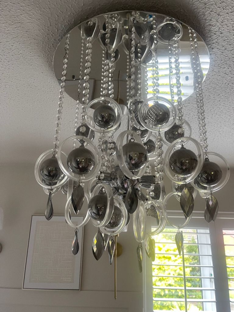 Modern Silver Chandelier Ceiling Light – Good Condition