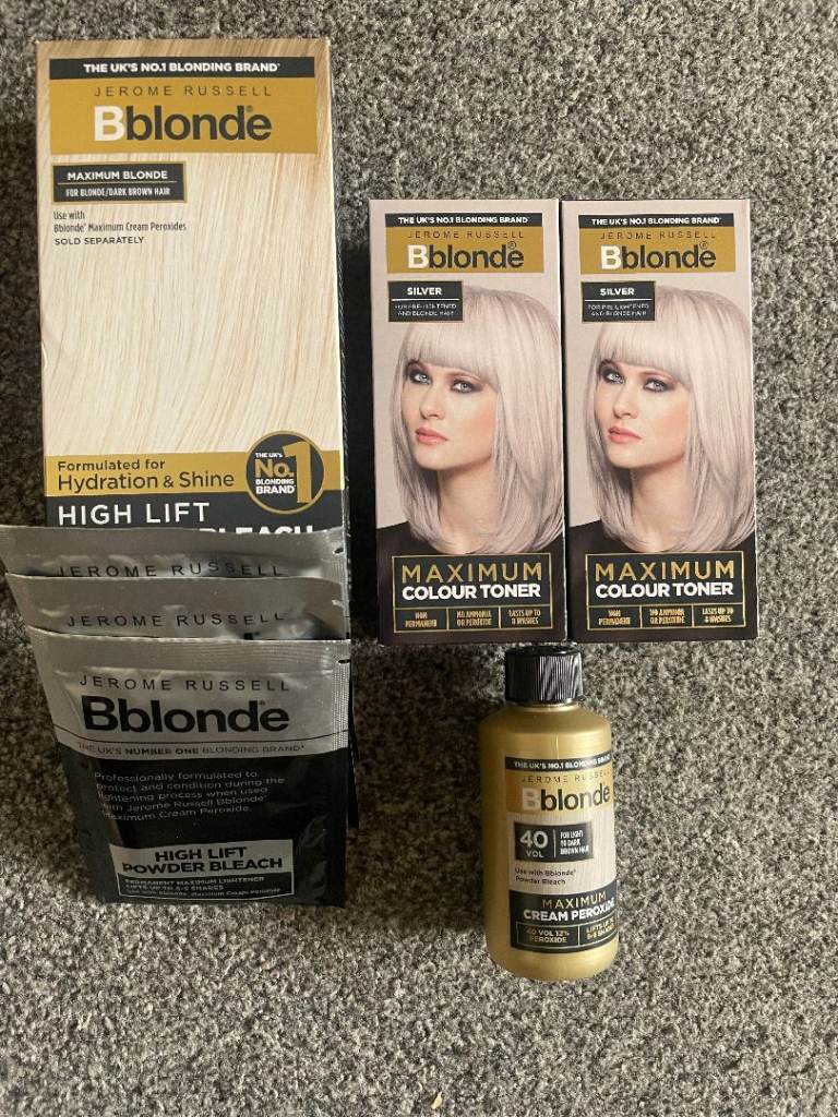 jerome russell unused .. hair bleach 3x blonde powders, 1x 40 vol and 2 silver toners