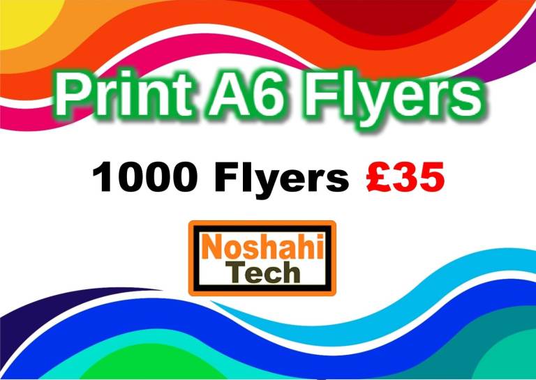 Print 1000x A6 Flyer Single Sided Free Design 