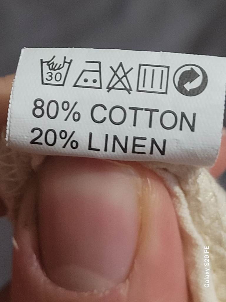 Preloved Men's 3XL Cotton Linen Grandad Collar Shirt  Cream/Off-White | faulty top button