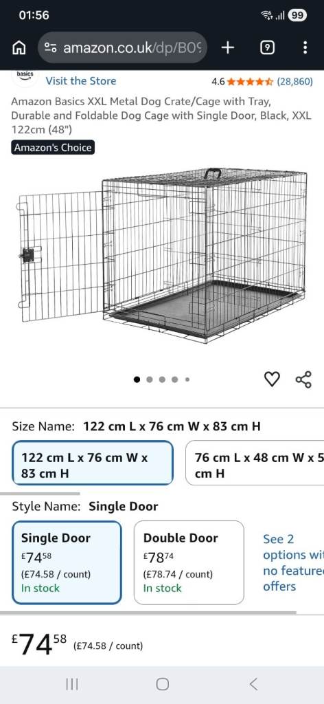 Amazon dog cage, unused