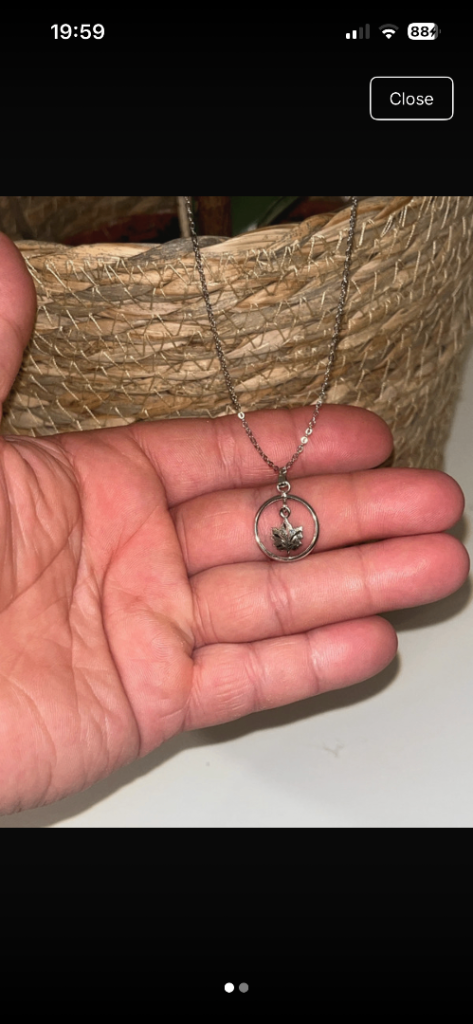 Silver Necklace with Maple Leaf Pendant – As Good As New