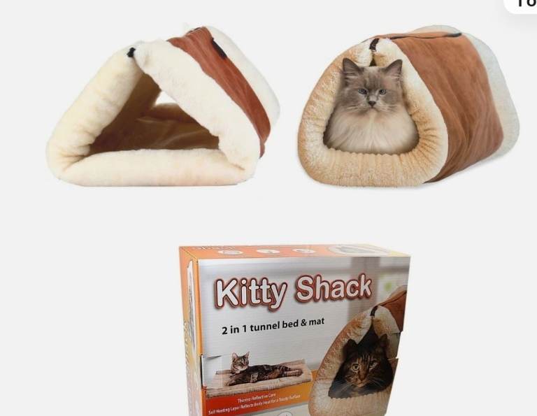 A new folding kitty shack  2 In 1 Kitty Shack Self Heating Cat/Kitty Portable 