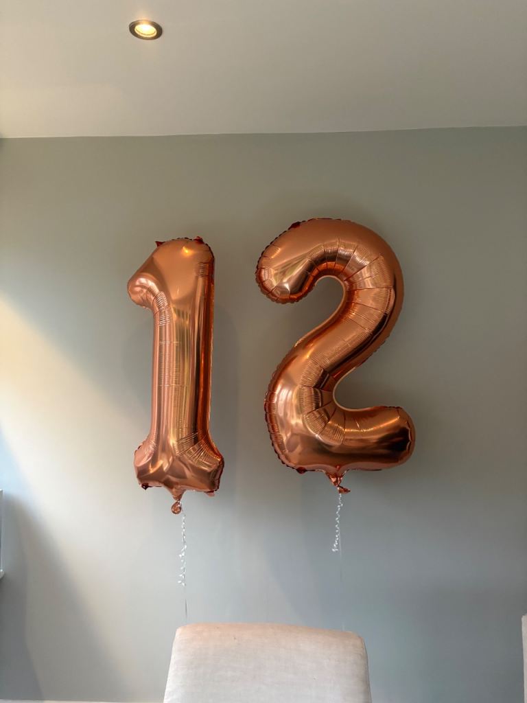 Age rose gold birthday balloons 