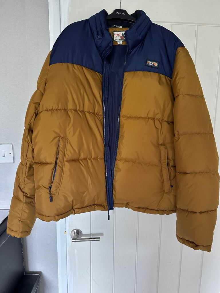 Next Puffer Jacket XL – Mustard & Navy, As Good As New