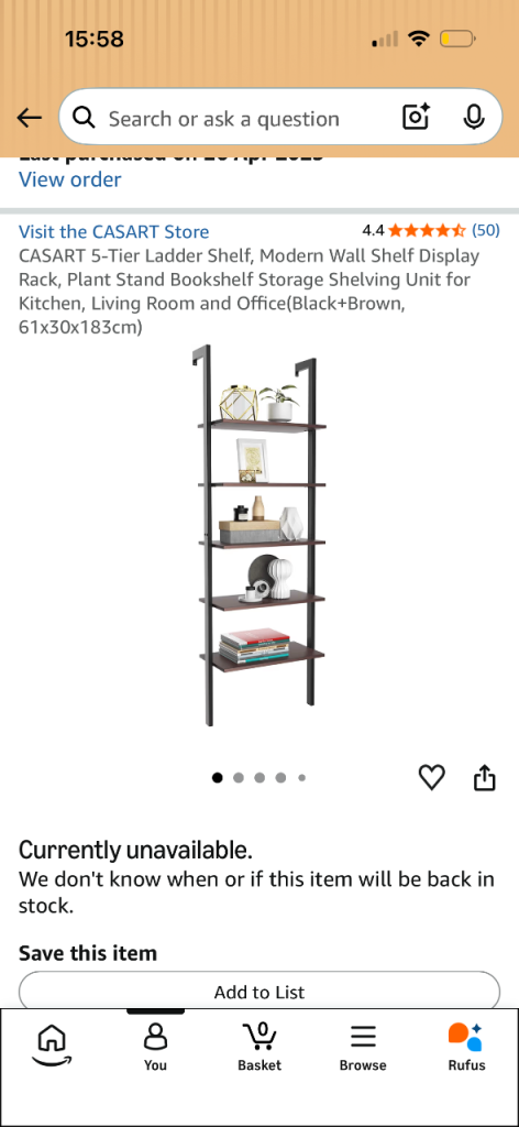 CASART 5-TIER MODERN LADDER SHELVING UNITS (PAIR)
