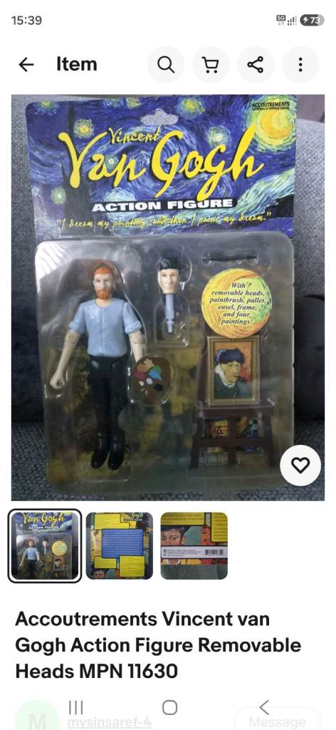 Accoutrements Vincent Van Gogh Action Figure – New, Removable Heads