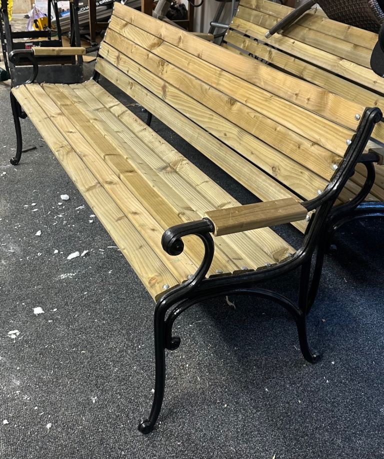 Brand New Garden Bench - Wood with cast iron ends