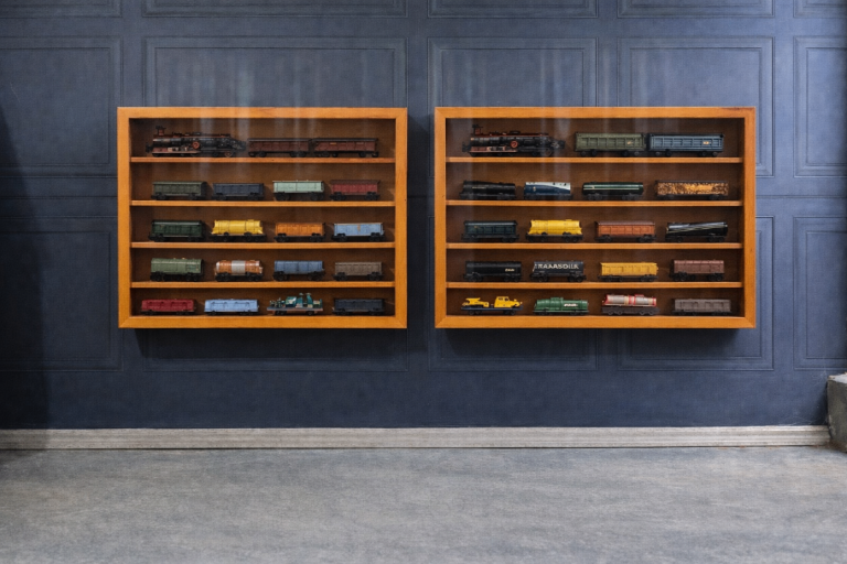 Pair Of Pitch Pine Collectors Wall Mount Trinket Model Display Cabinets