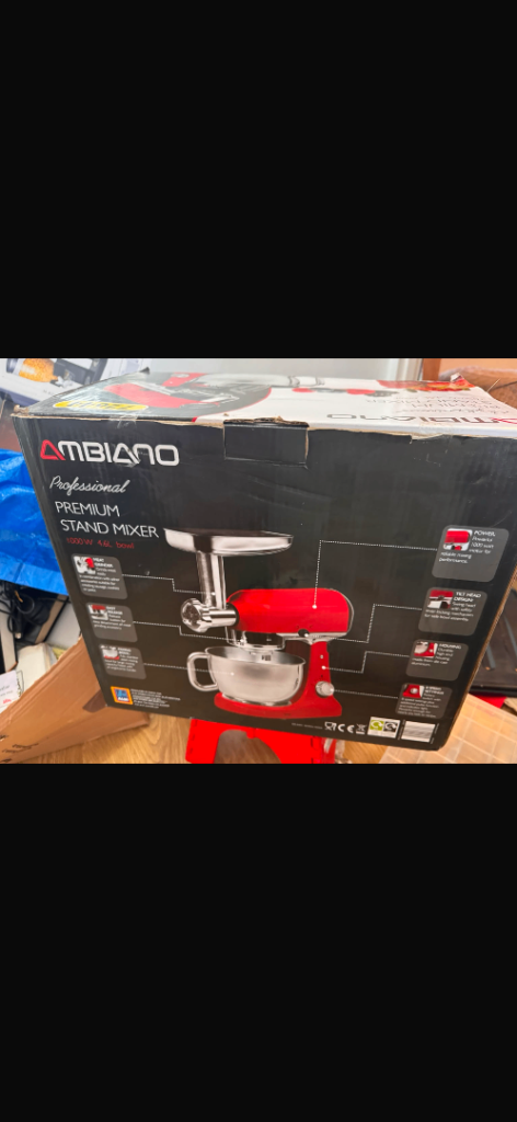 AMBIANO Premium Stand Mixer - Red, Brand New in Box