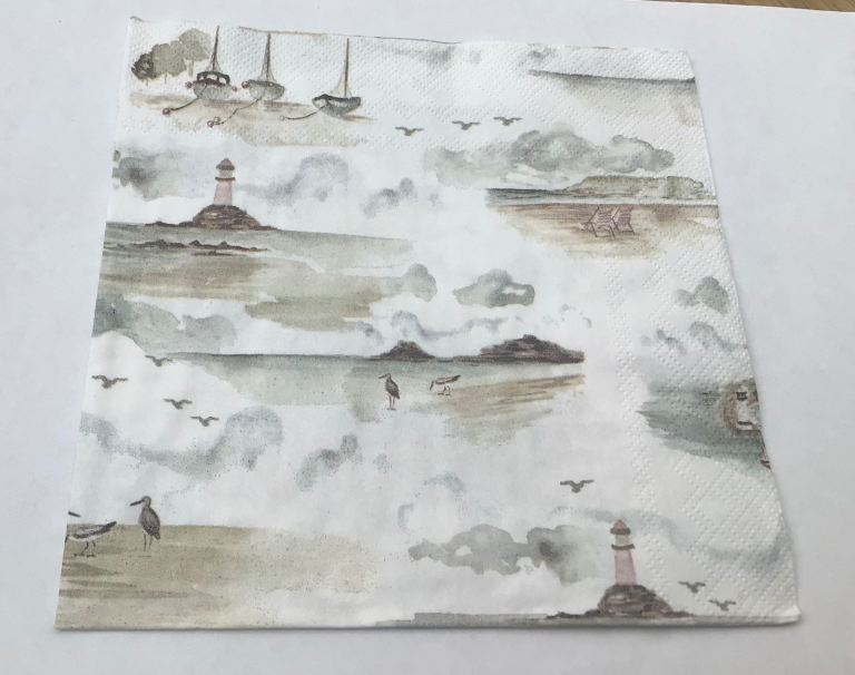 4 Decoupage Napkins. 3 Ply Beach Scene Napkins Ideal for Craft. Hobby’s. Decoupage. Size 33 x 33 cm 