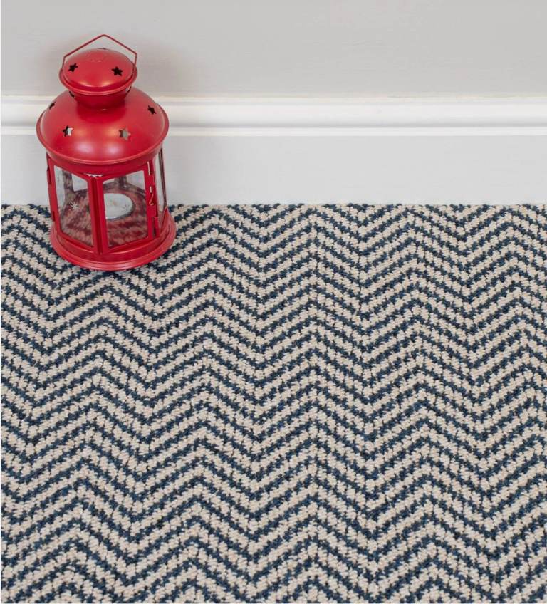 Carpet (6m x 1.75m) - blue and white herringbone BS3 (Collection only)