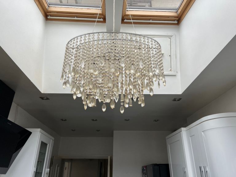 Large Oval Crystal Chandelier - Good Condition